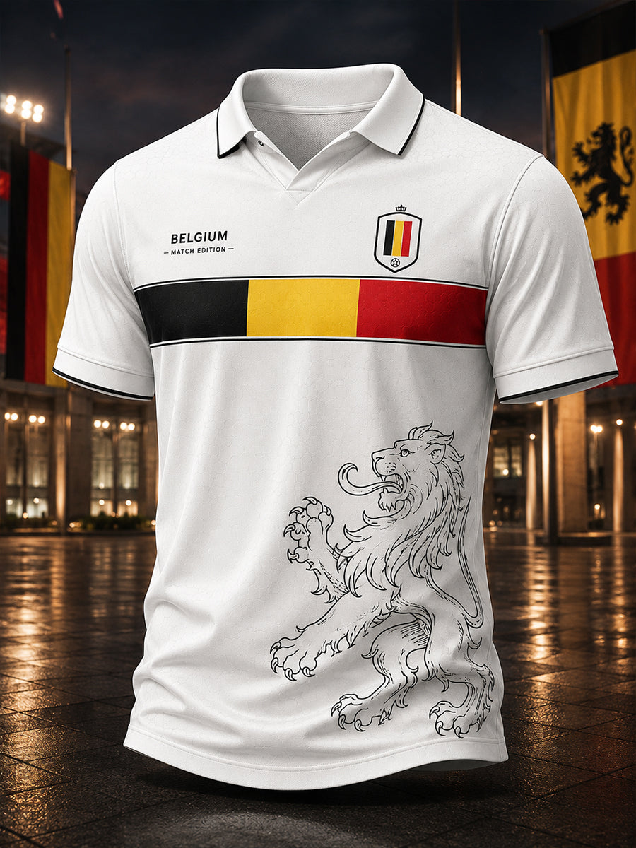 Camisa polo de hombre de manga corta con estampado de fútbol