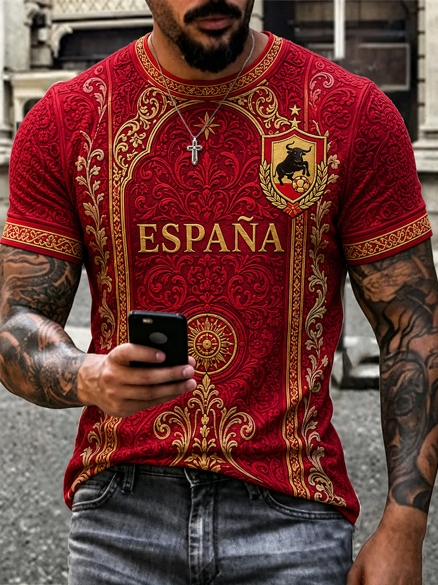 Camiseta casual estampada para hombres, ideal como regalo para aficionados al fútbol