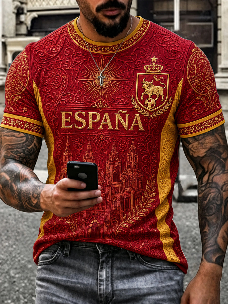 Camiseta casual estampada para hombres, ideal como regalo para aficionados al fútbol