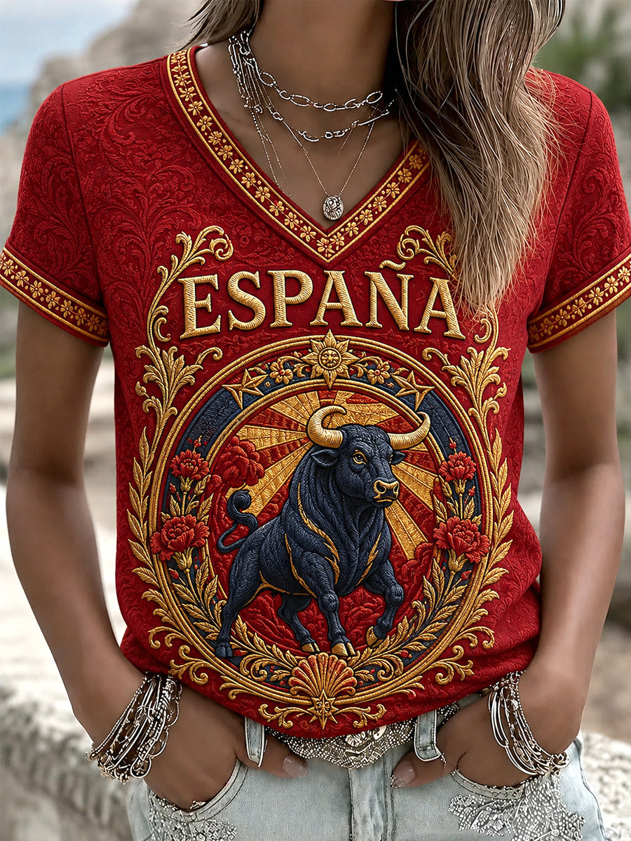 Camiseta casual con cuello en V y estampado, regalo para mujeres aficionadas al fútbol