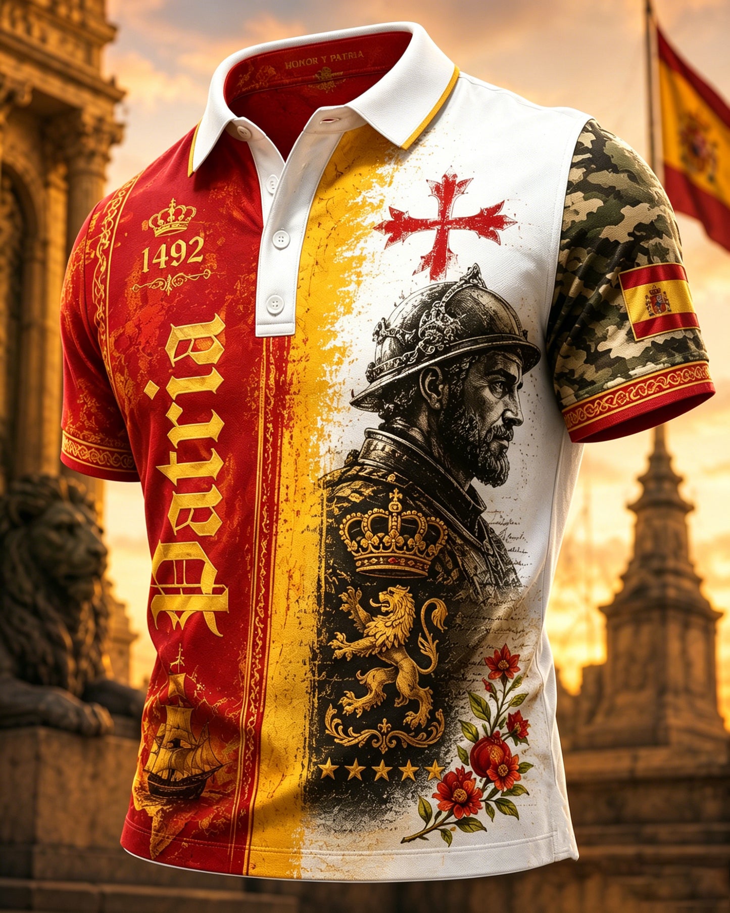 Polo español de la impresión del arte del veterano-temático de los hombres