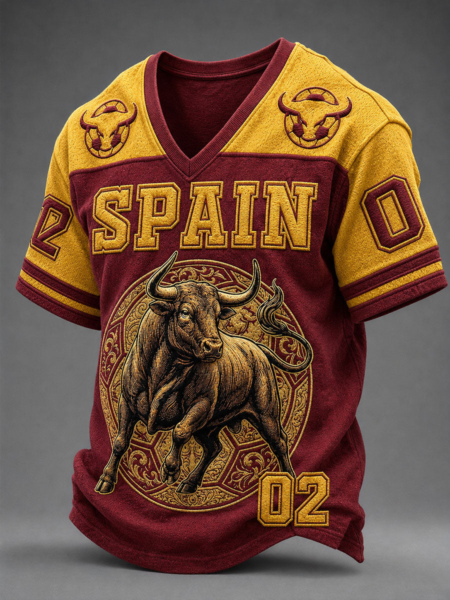 Camiseta de fútbol de España para hombre con cuello en V