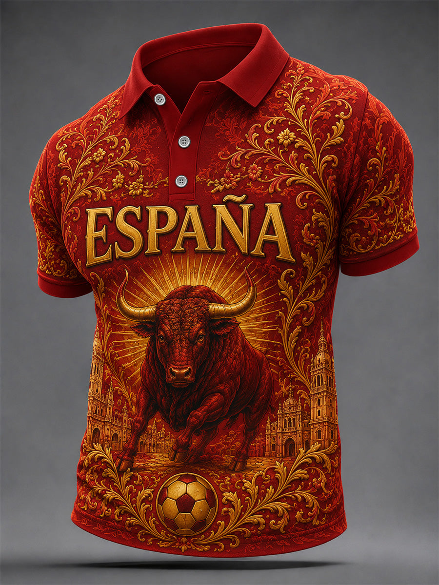 Polo casual con estampado para hombres, regalo para aficionados al fútbol