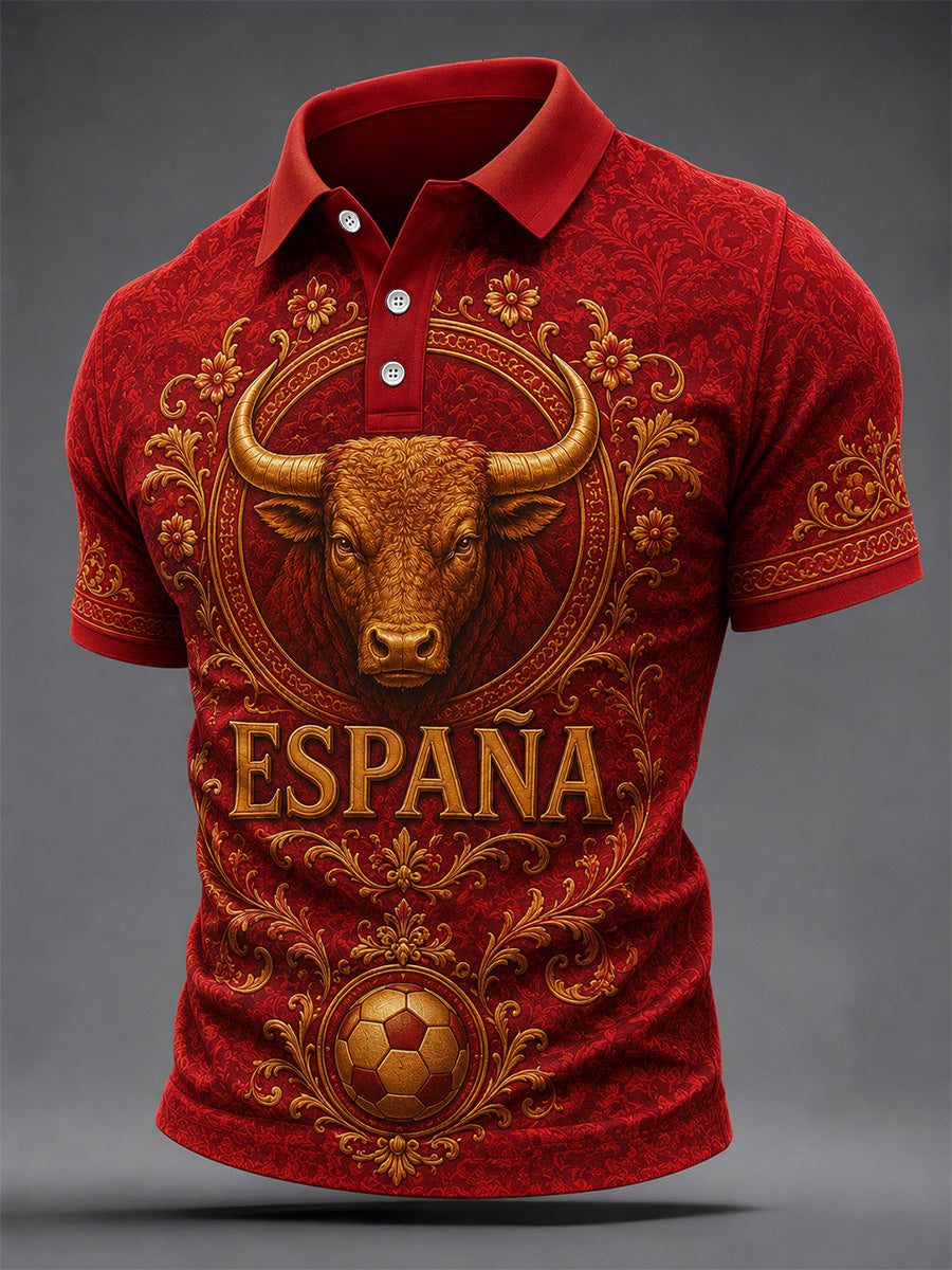 Polo casual con estampado para hombres, regalo para aficionados al fútbol