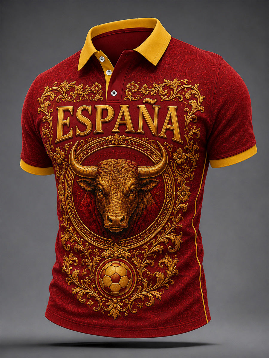 Polo casual con estampado para hombres, regalo para aficionados al fútbol