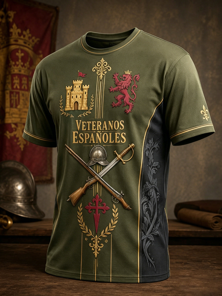 Camiseta con estampado artístico para hombre, temática de veteranos españoles
