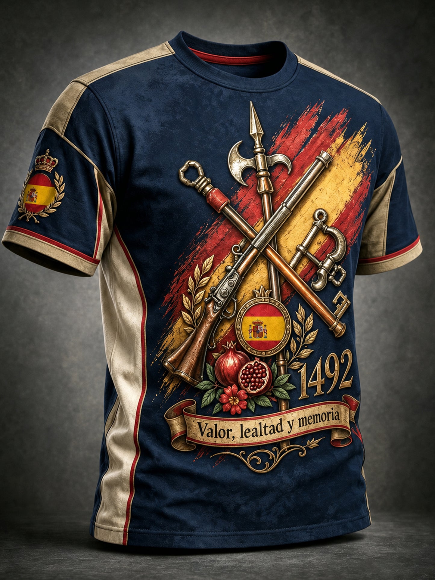 Camiseta con estampado artístico para hombre, temática de veteranos españoles