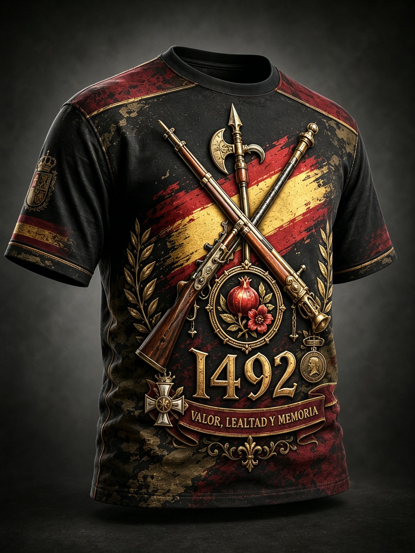 Camiseta con estampado artístico para hombre, temática de veteranos españoles
