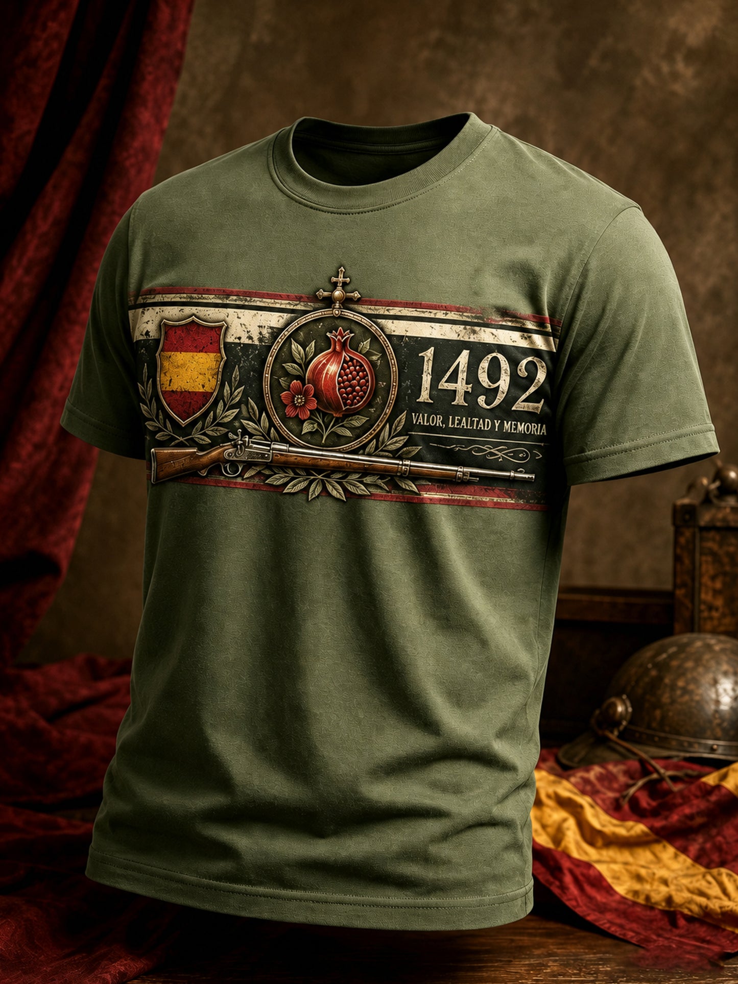 Camiseta con estampado artístico para hombre, temática de veteranos españoles