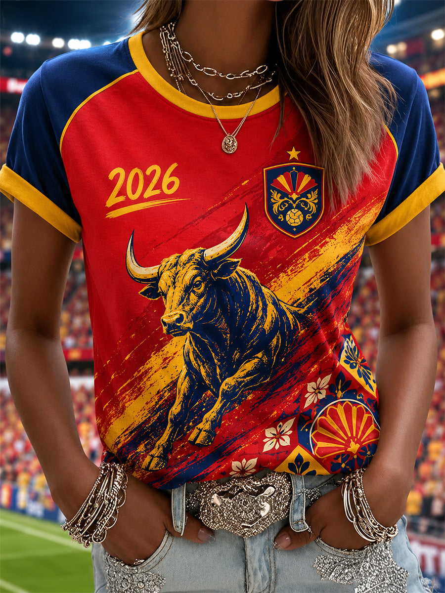 Camiseta informal estampada para mujeres, regalo para aficionados al fútbol