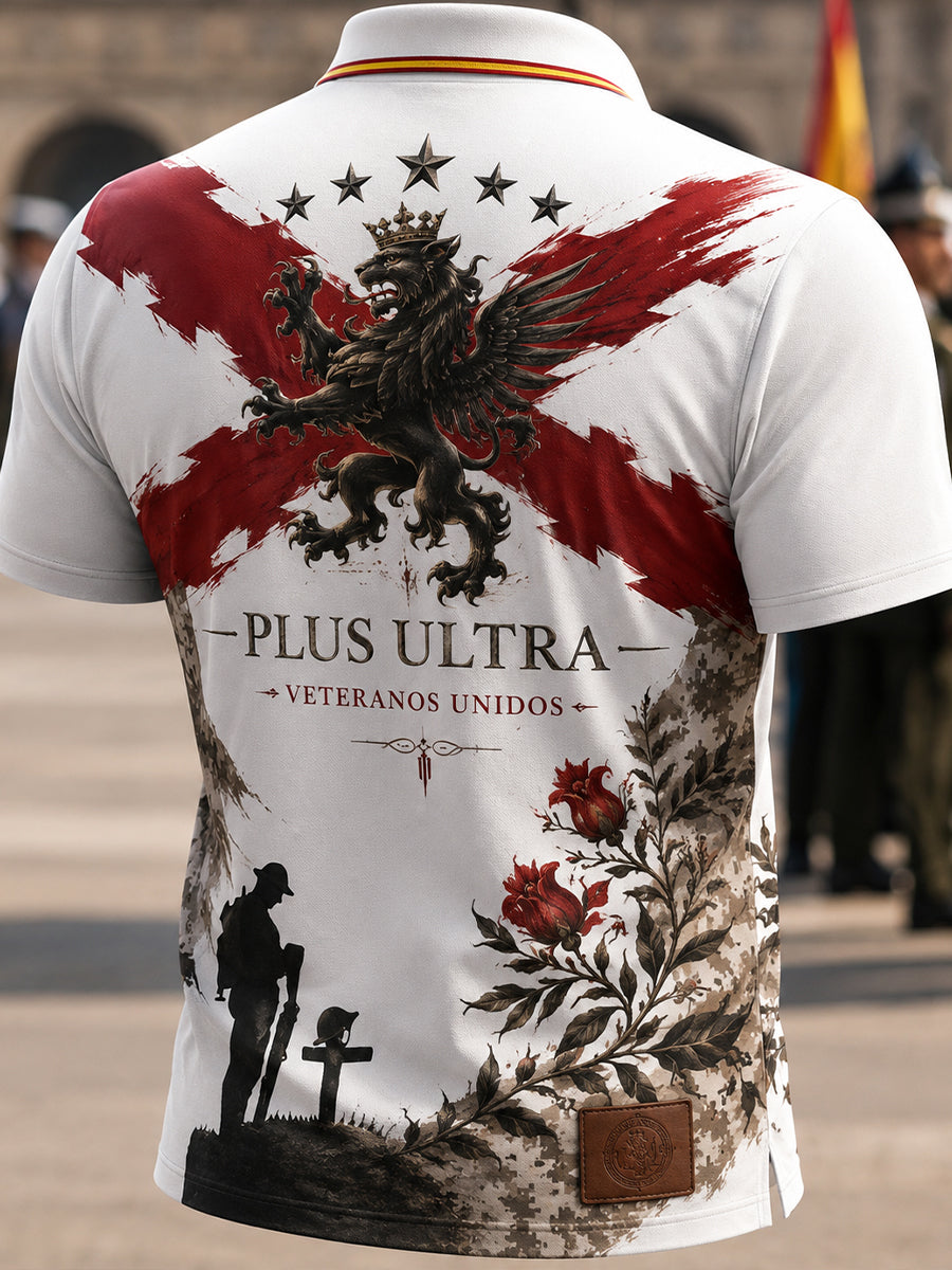 Camisa polo con estampado artístico conmemorativo para veteranos españoles, estilo masculino