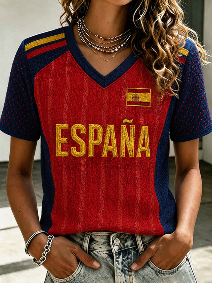 Camiseta casual de manga corta con estampado para mujeres, regalo ideal para aficionadas al fútbol