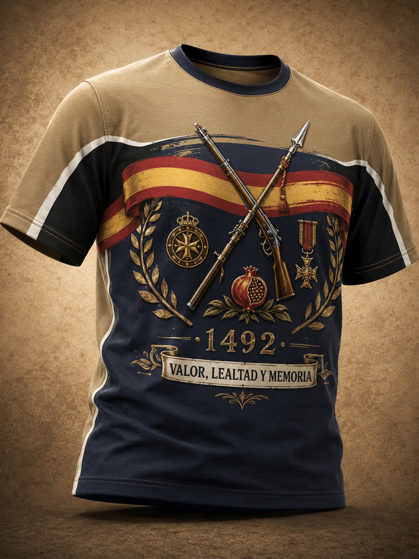 Camiseta con estampado artístico conmemorativo para hombres, categoría veteranos, en español