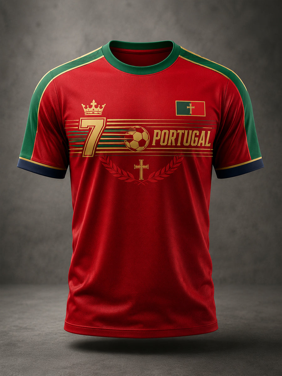 Camiseta con estampado artístico de apoyo al equipo de fútbol de Portugal para hombre