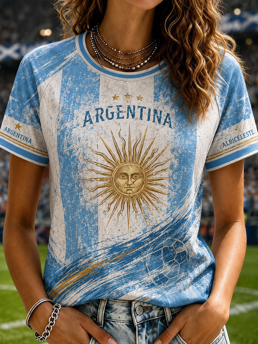 Camiseta de manga corta de fútbol de Argentina para mujer
