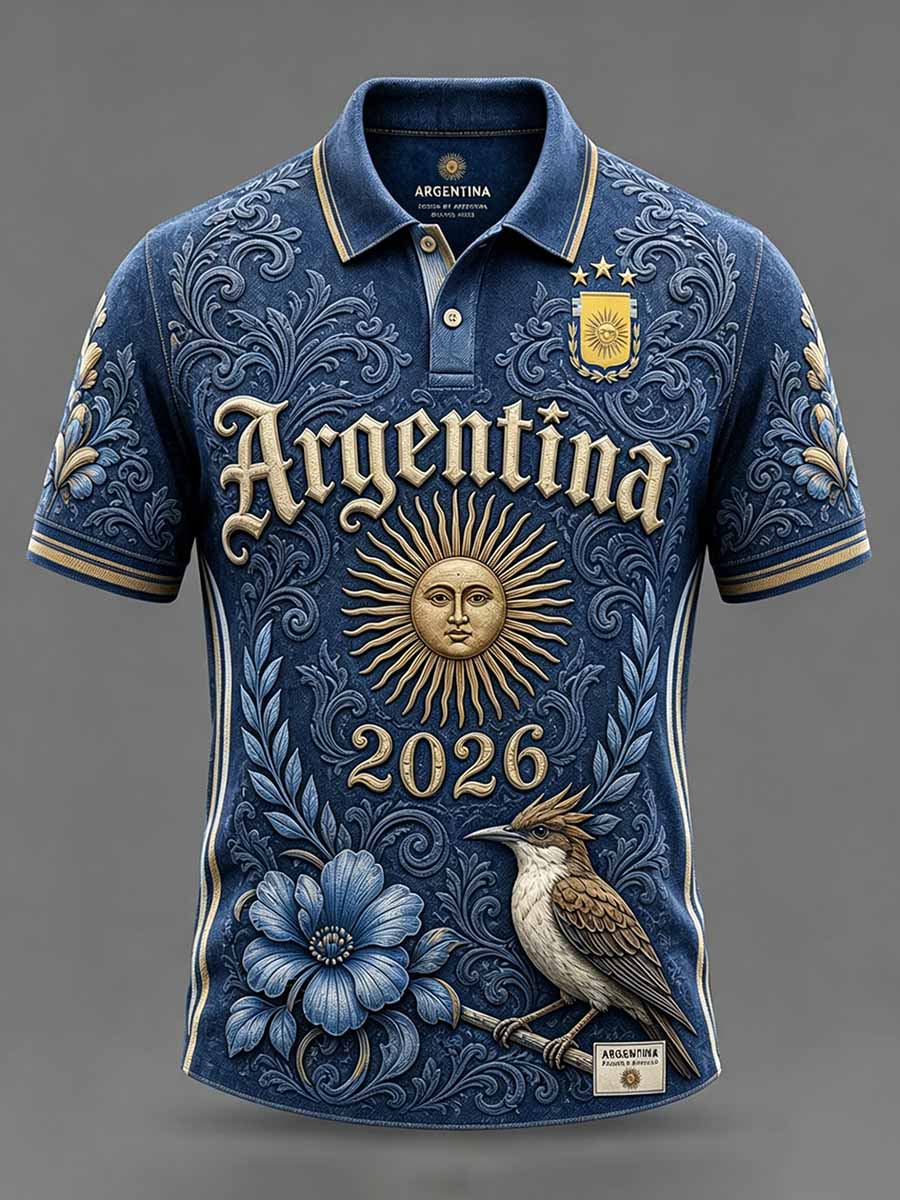 Polo con estampado de fútbol argentino para hombre