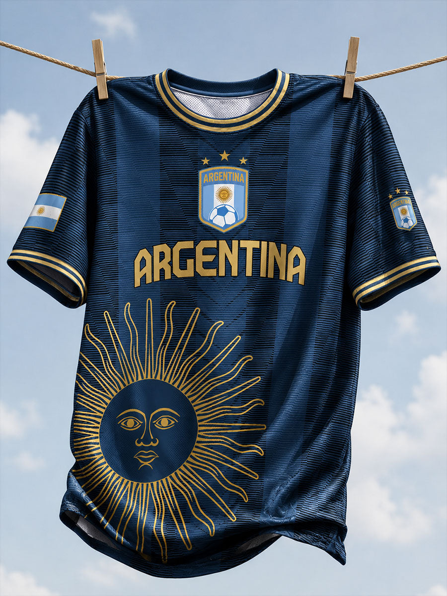 Camiseta argentina de fútbol para hombre, de manga corta