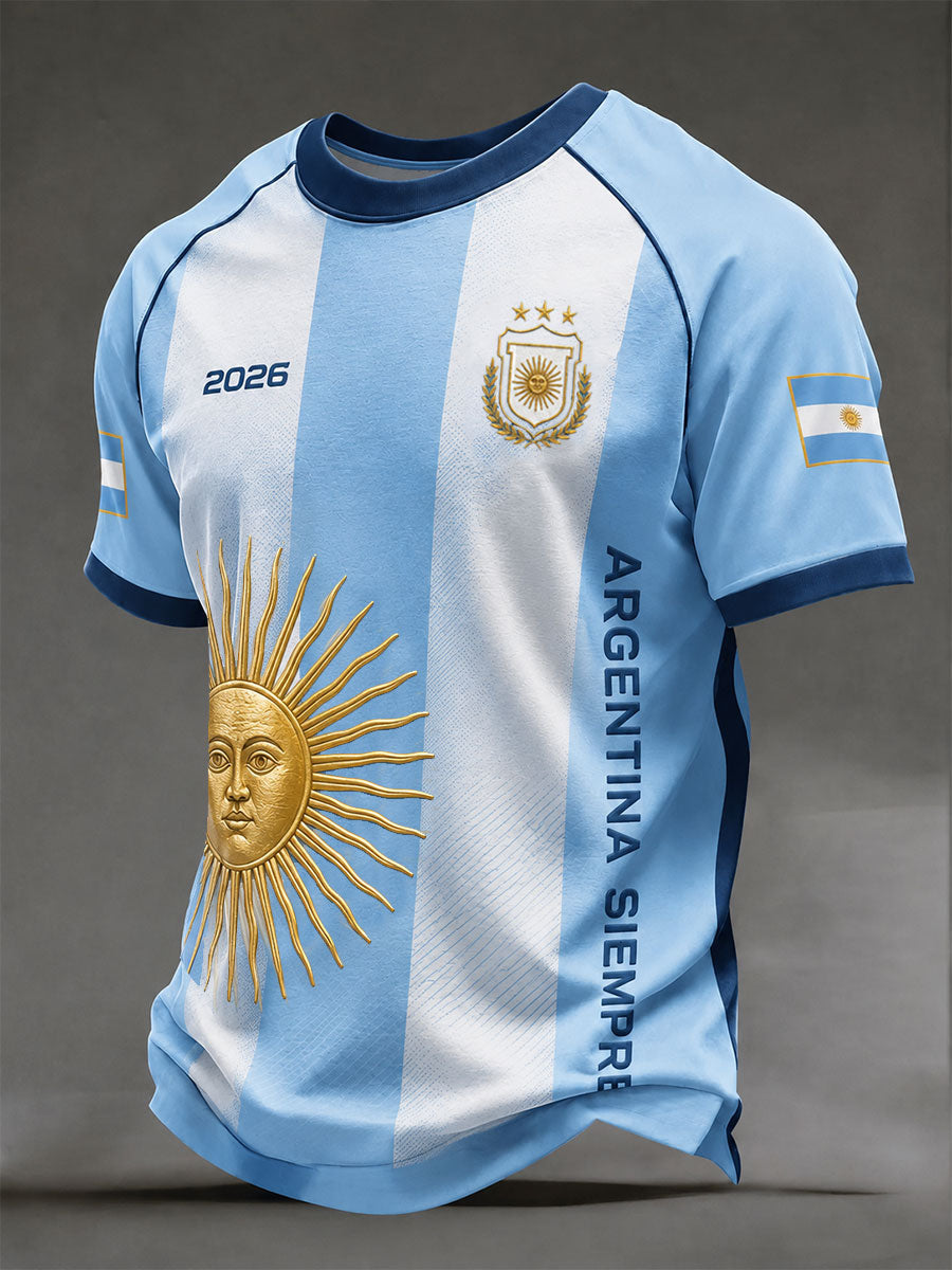 Camiseta de manga corta de fútbol argentino para hombre