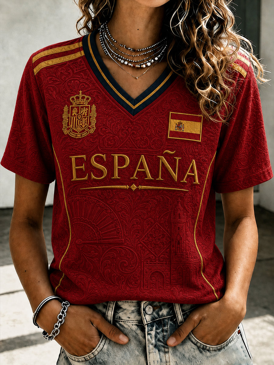 Camiseta casual de manga corta con estampado para mujeres, regalo ideal para aficionadas al fútbol