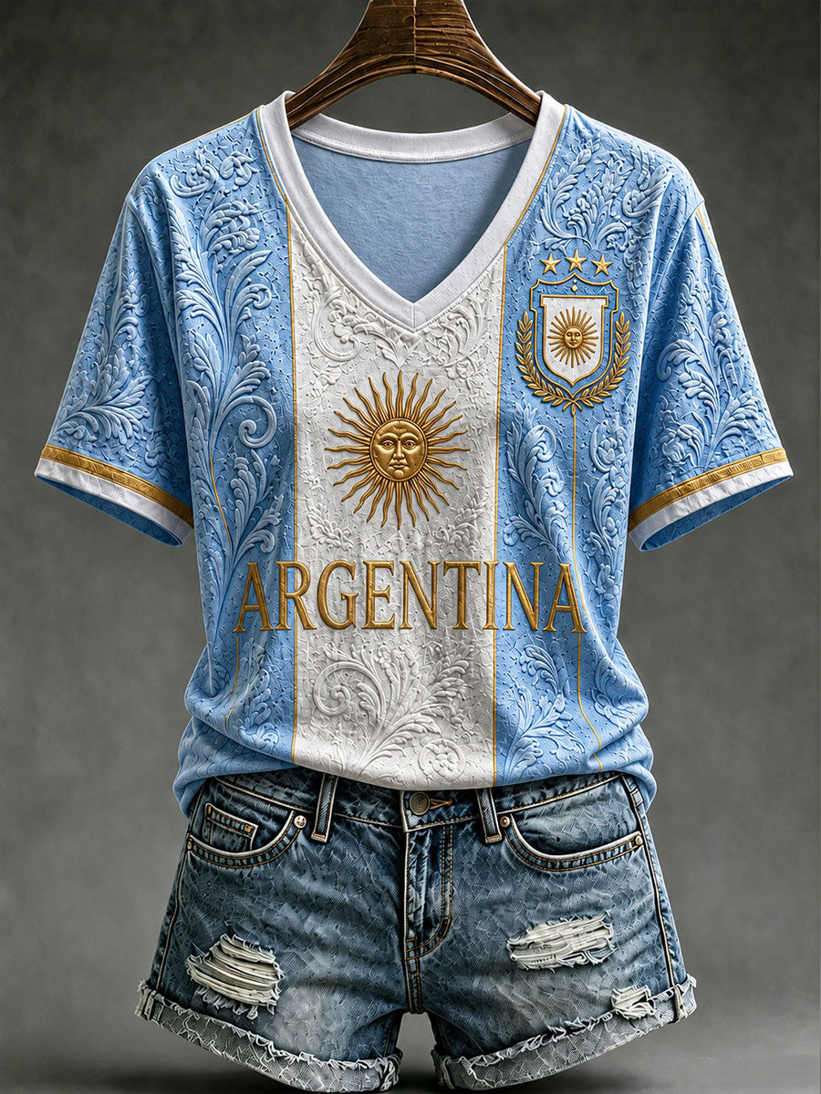 Camiseta manga corta de fútbol argentino para mujer