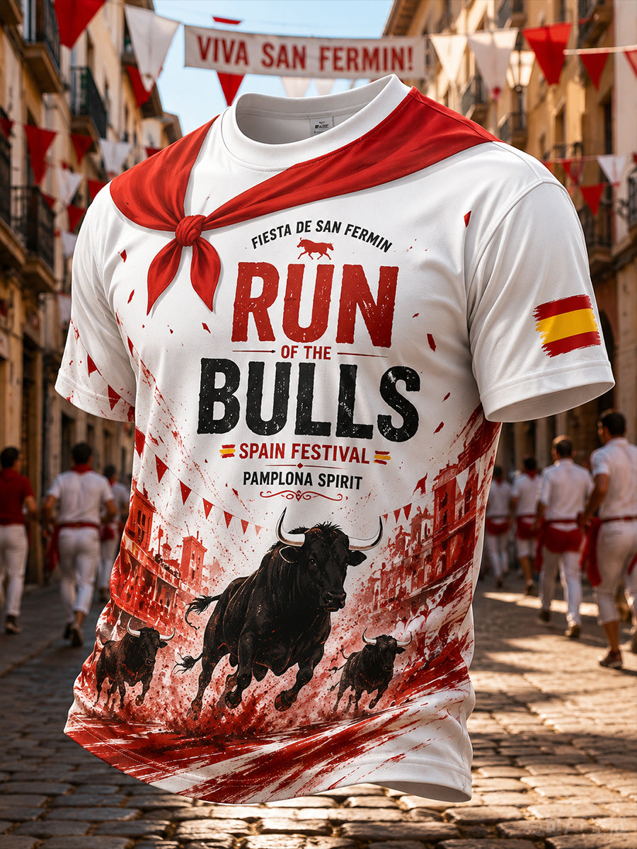 Camiseta de hombre de manga corta con estampado gráfico de la corrida de los toros