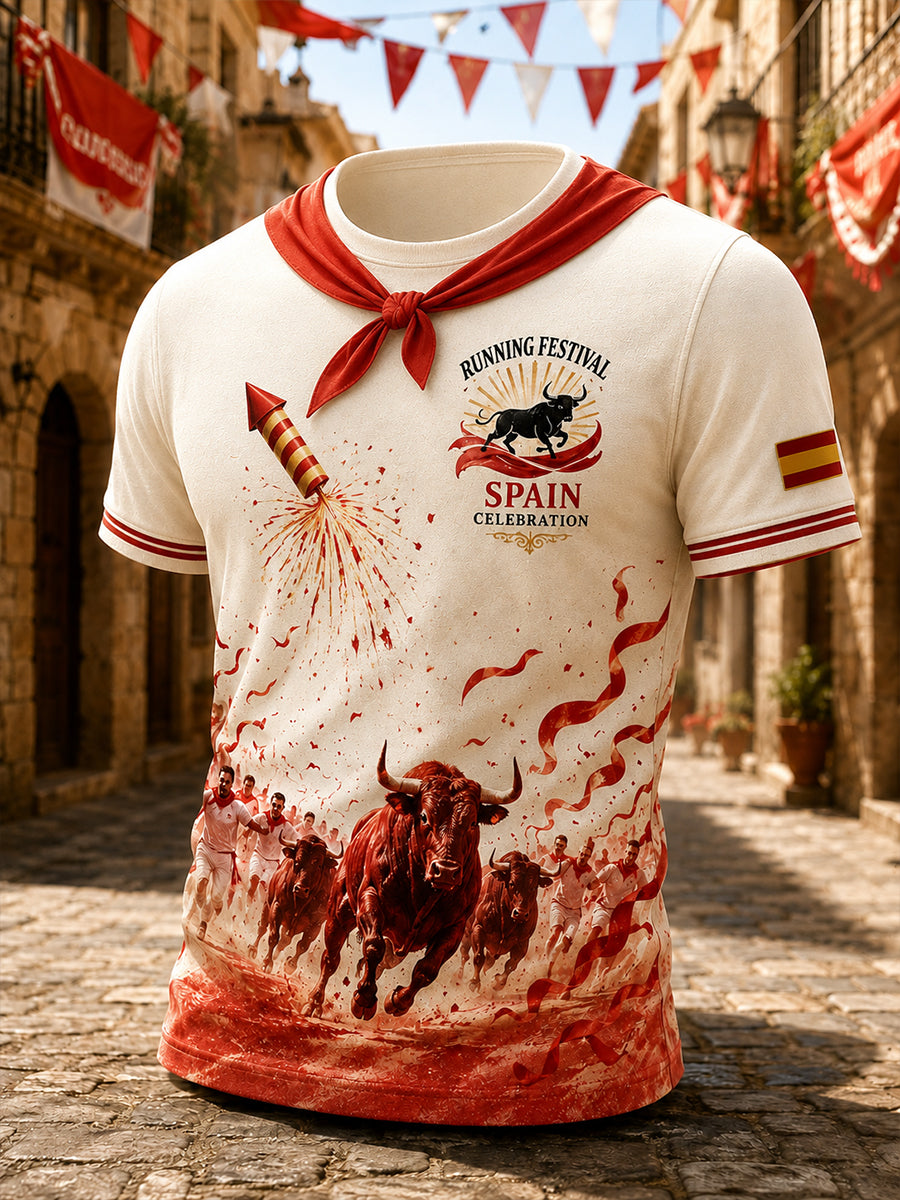 Camiseta de hombre de manga corta con estampado gráfico de la corrida de los toros