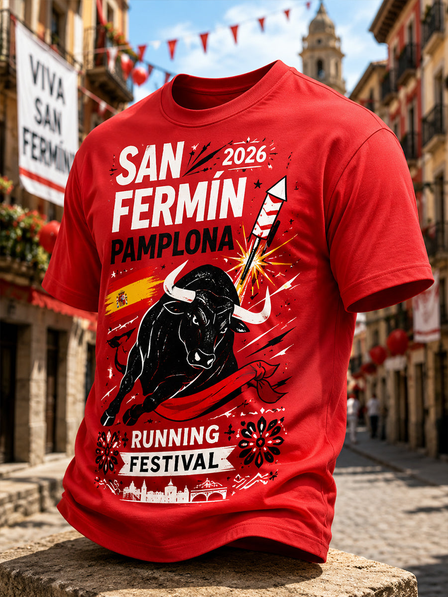 Camiseta de hombre de manga corta con estampado gráfico de la corrida de los toros