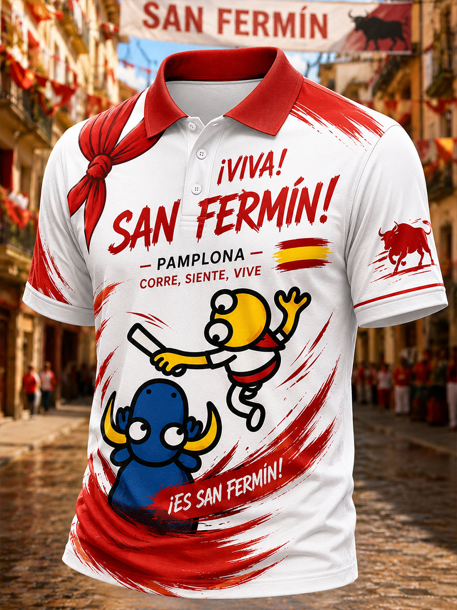 Camisa polo de manga corta para hombre con estampado de celebración de la Carrera del Toro
