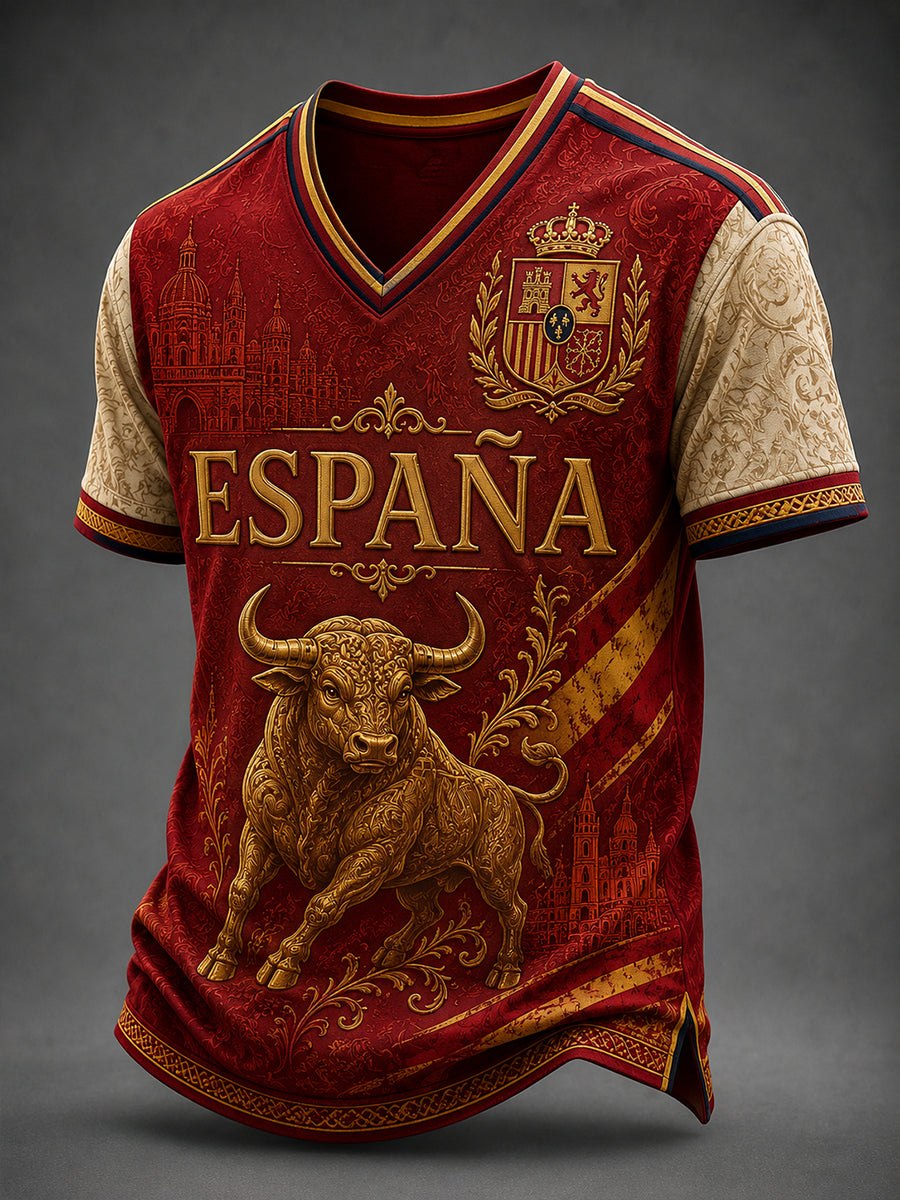 Camiseta de hombre de España con cuello en V