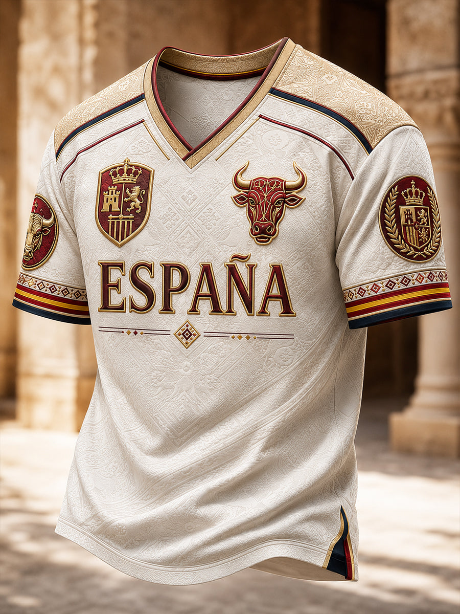 Camiseta de hombre de España con cuello en V