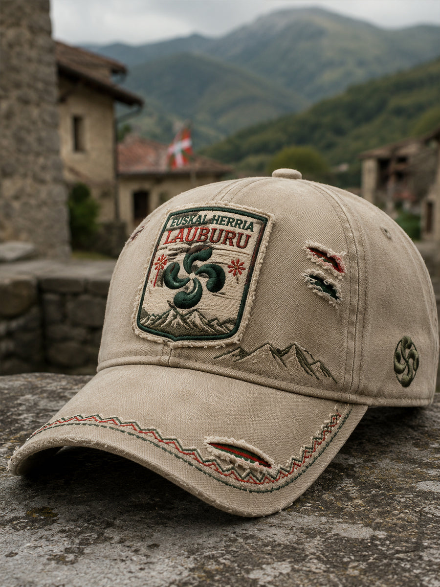 Sombrero casual con estampado artístico de inspiración vasca y española, unisex