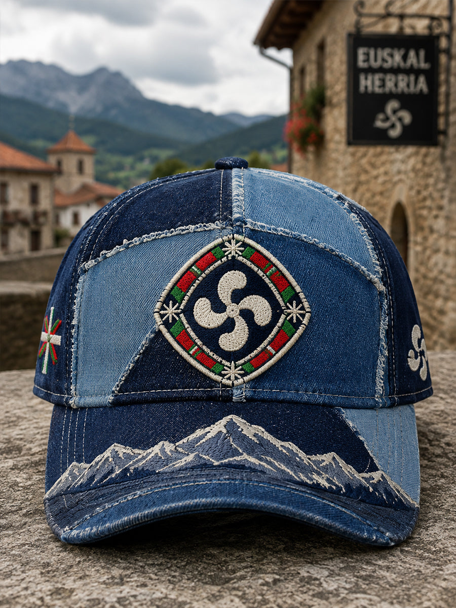 Sombrero casual con estampado artístico de inspiración vasca y española, unisex
