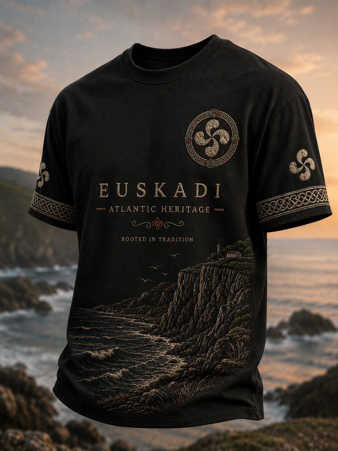 Camiseta vasca de manga corta para hombre