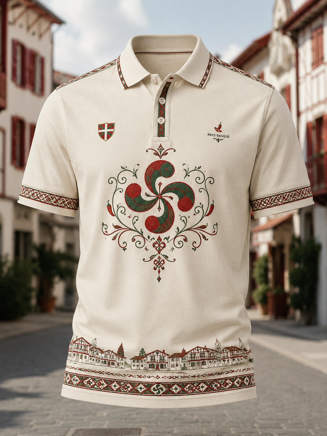 Camisa vasca de manga corta para hombre