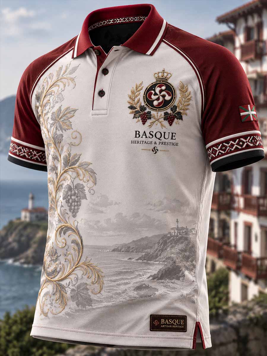 Polo con estampado vasco para hombre