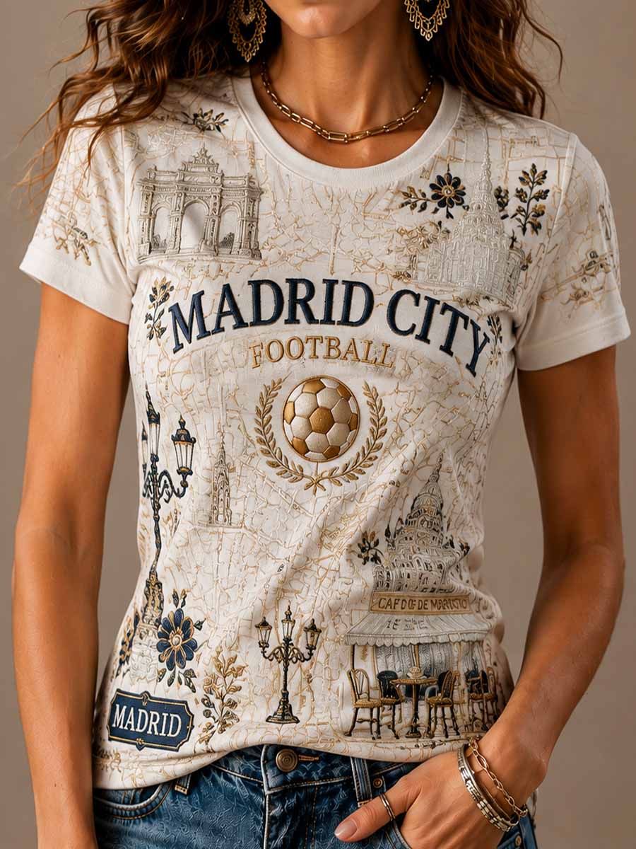 Camiseta de moda para mujer con estampado conmemorativo de fútbol