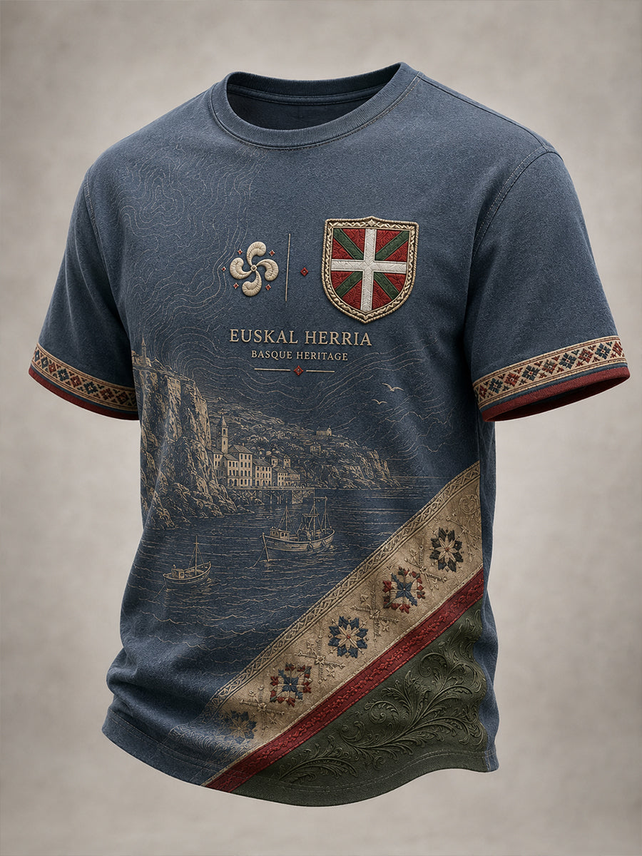 Camiseta de manga corta para hombre País Vasco Español