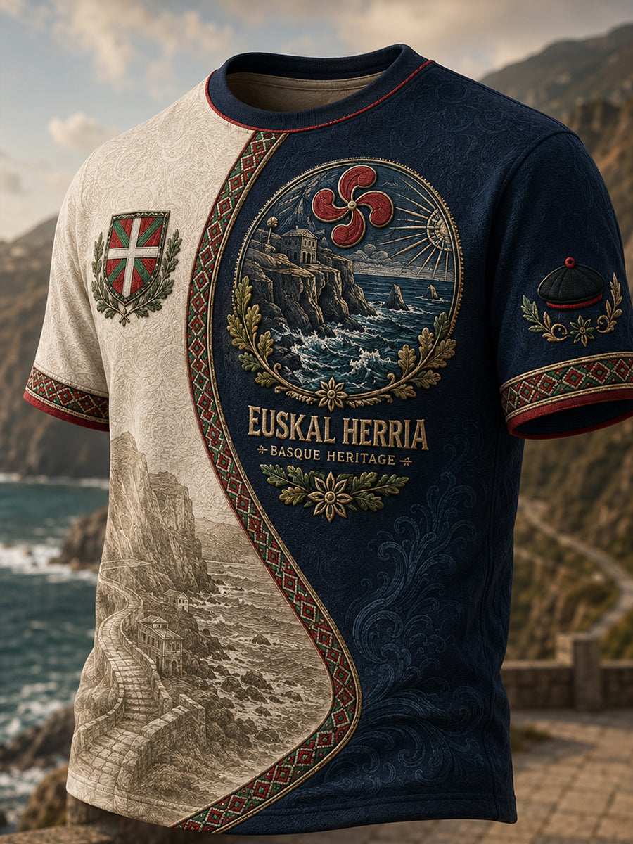 Camiseta de manga corta para hombre, País Vasco, España