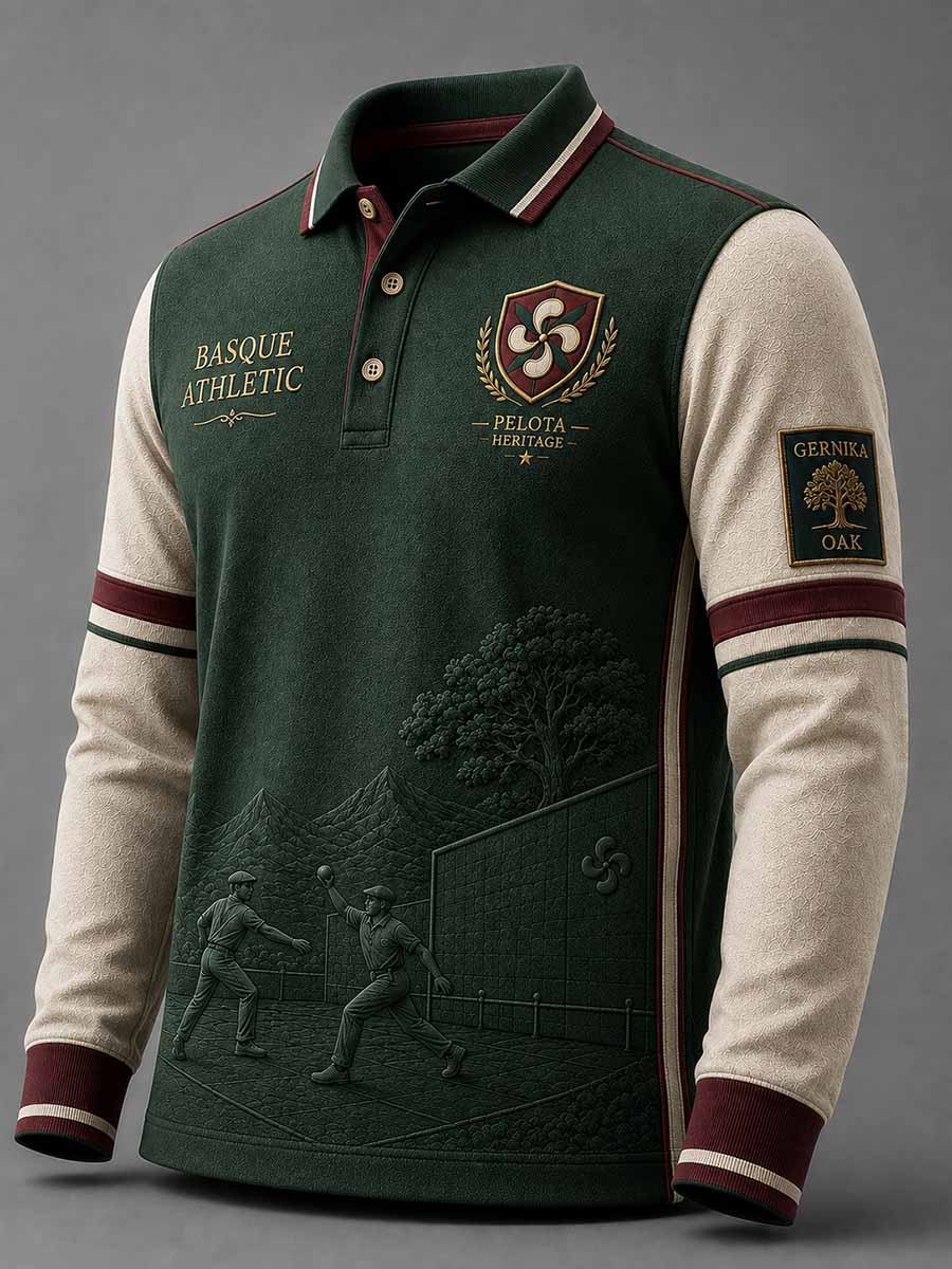 Polo impreso patrón vasco tradicional de la vendimia de los hombres