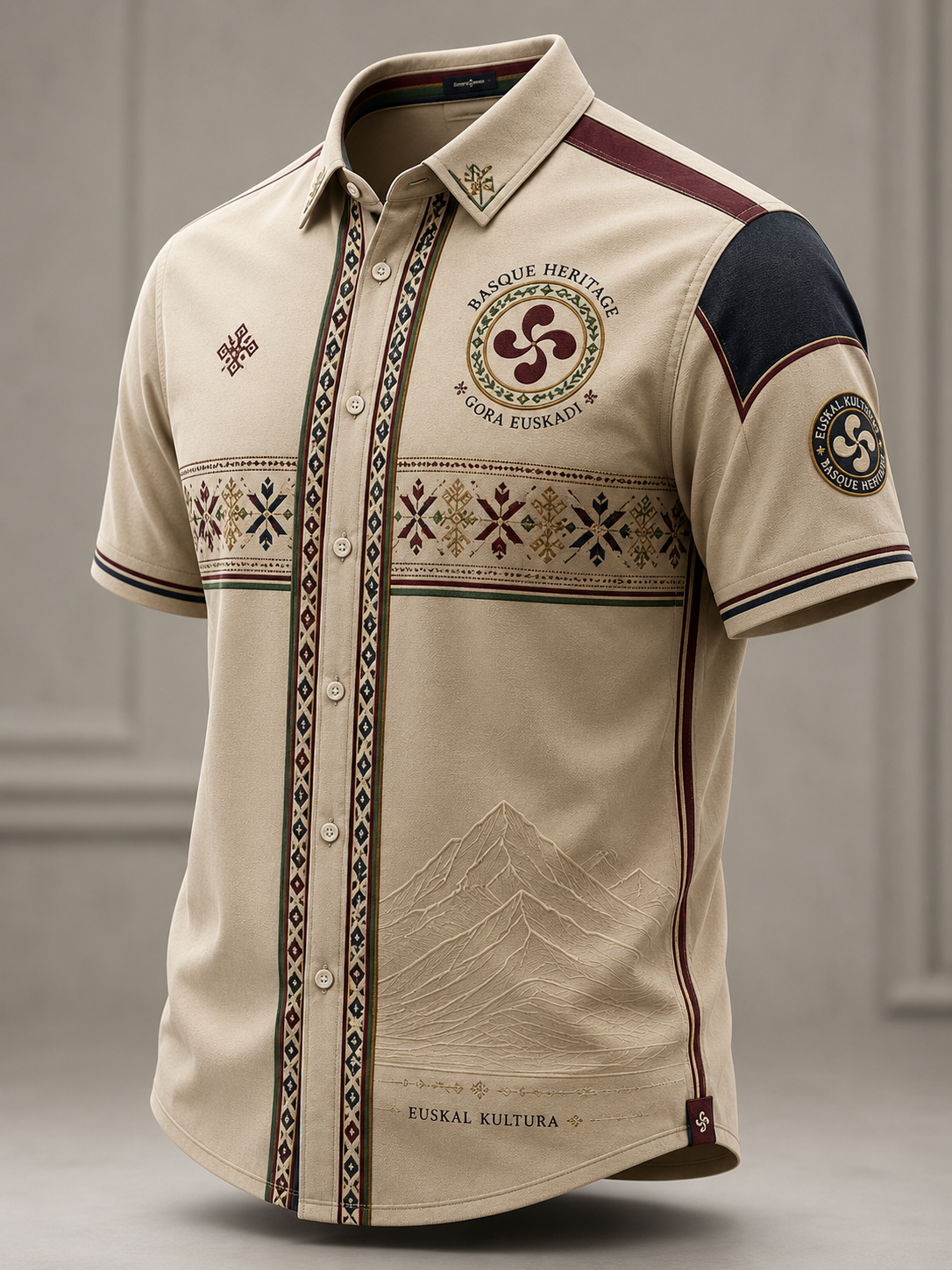 Camisa de manga corta vasca para hombre