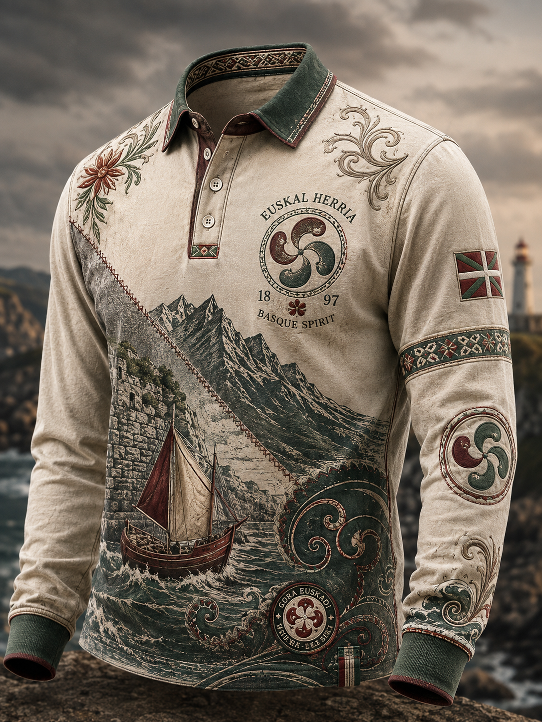 Camisa de manga larga vasca para hombre