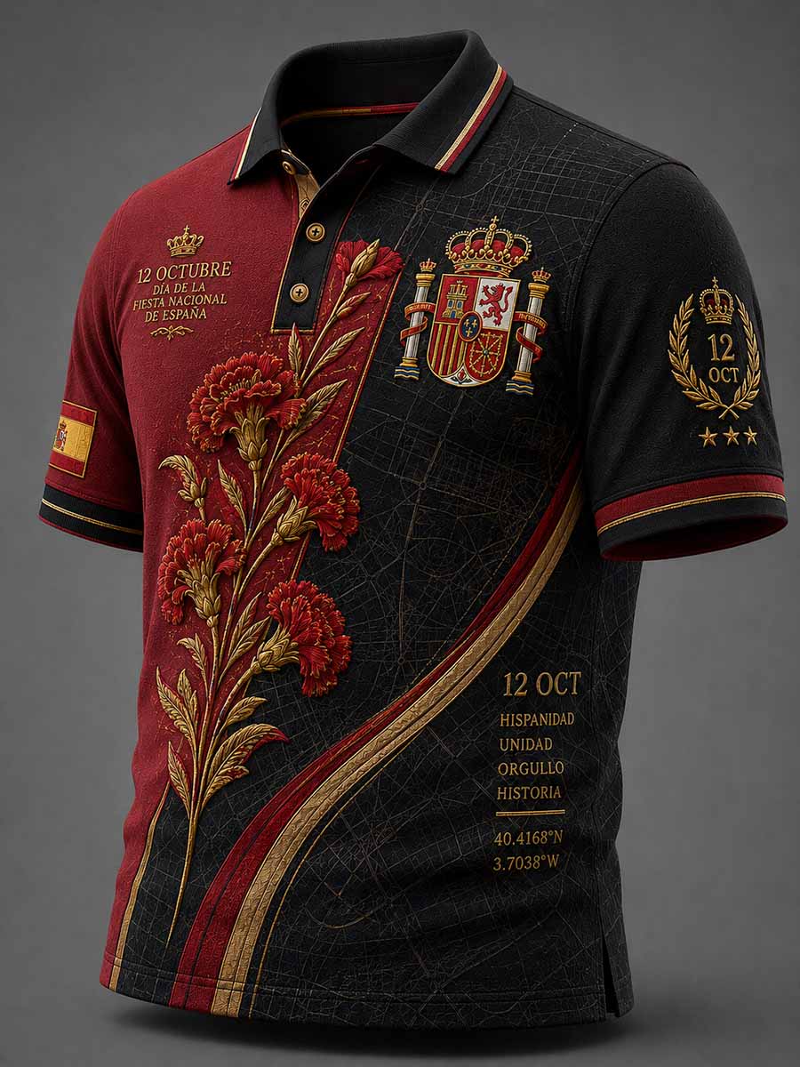 Polo estampado conmemorativo español de 1492 para hombre