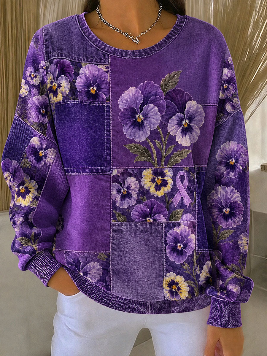 La conciencia de las mujeres de Alzheimer Flowers Regular Sudadera