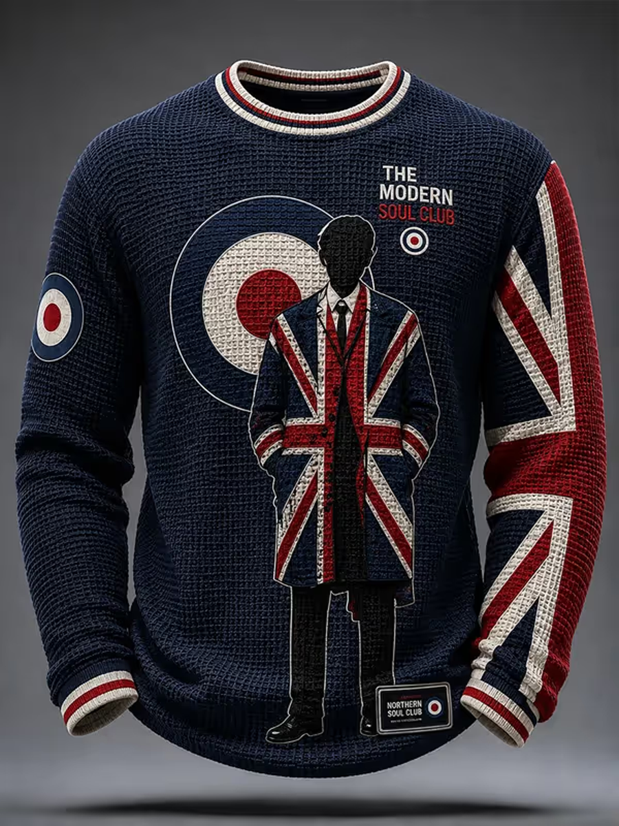 Hombres UK Music Lover Mods Cultura Impreso Waffle Camiseta de manga larga