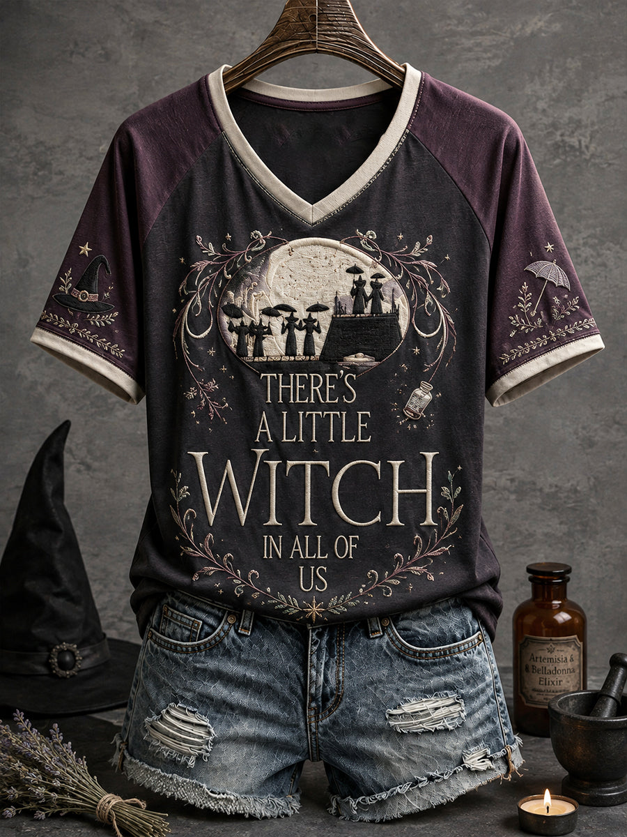 Camiseta estampada con diseño artístico de Halloween para mujer: «Hay un poco de bruja en todas nosotras»