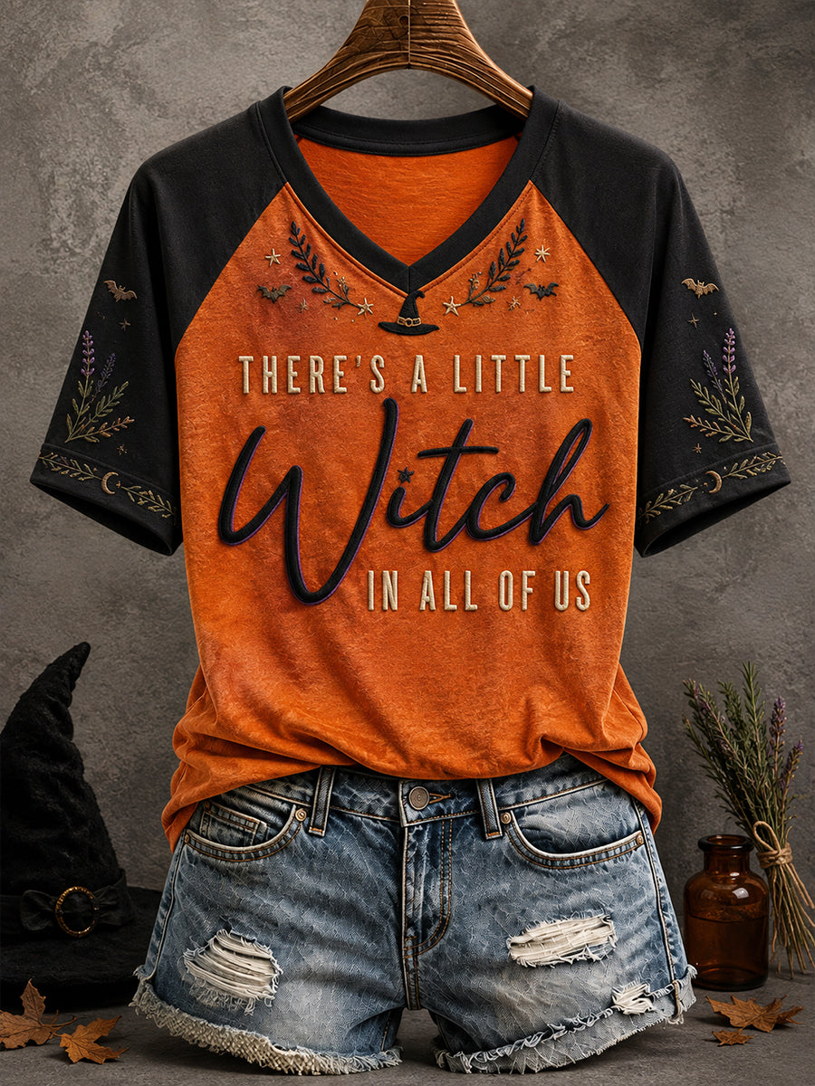 Camiseta estampada con diseño artístico de Halloween para mujer: «Hay un poco de bruja en todas nosotras»