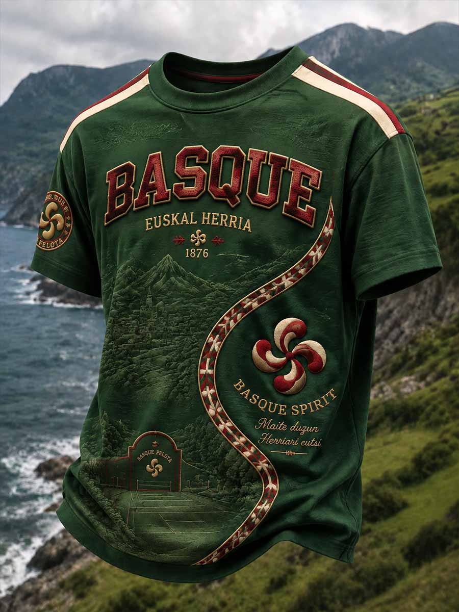 Polo tradicional de la impresión del patrón vasco de los hombres Camisa