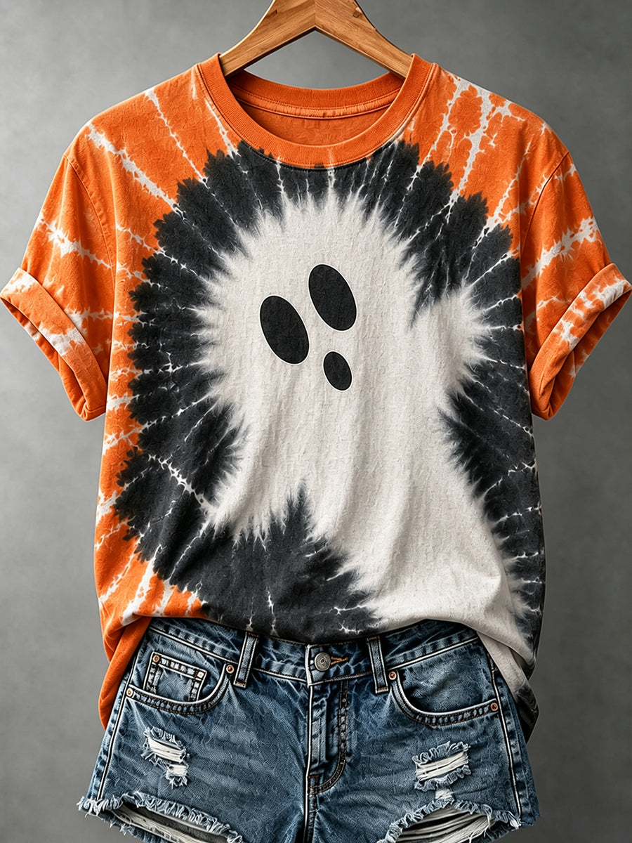 Camiseta informal con estampado artístico de Halloween para mujer