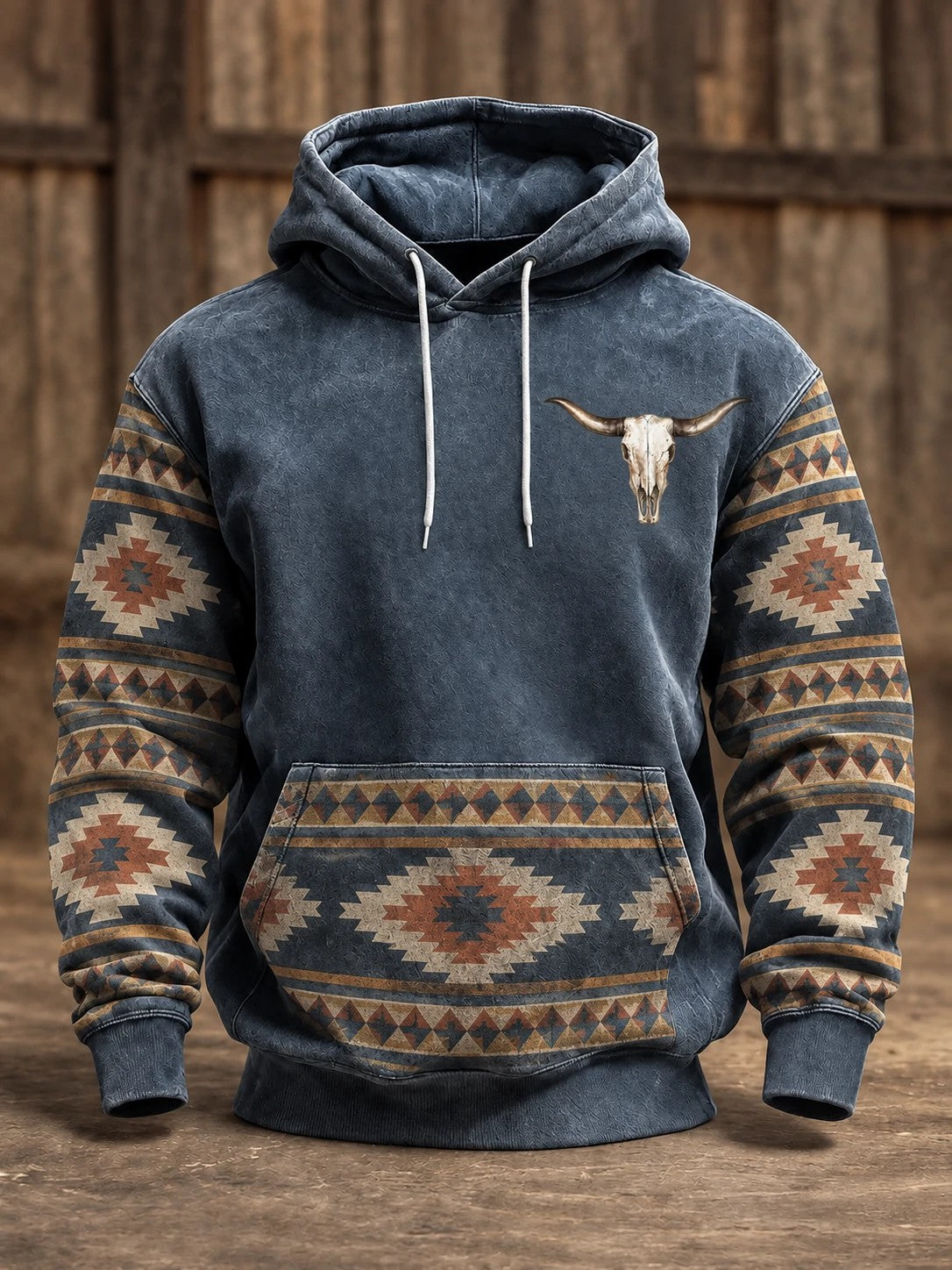 Hombres Retro Western Impreso Hoodie