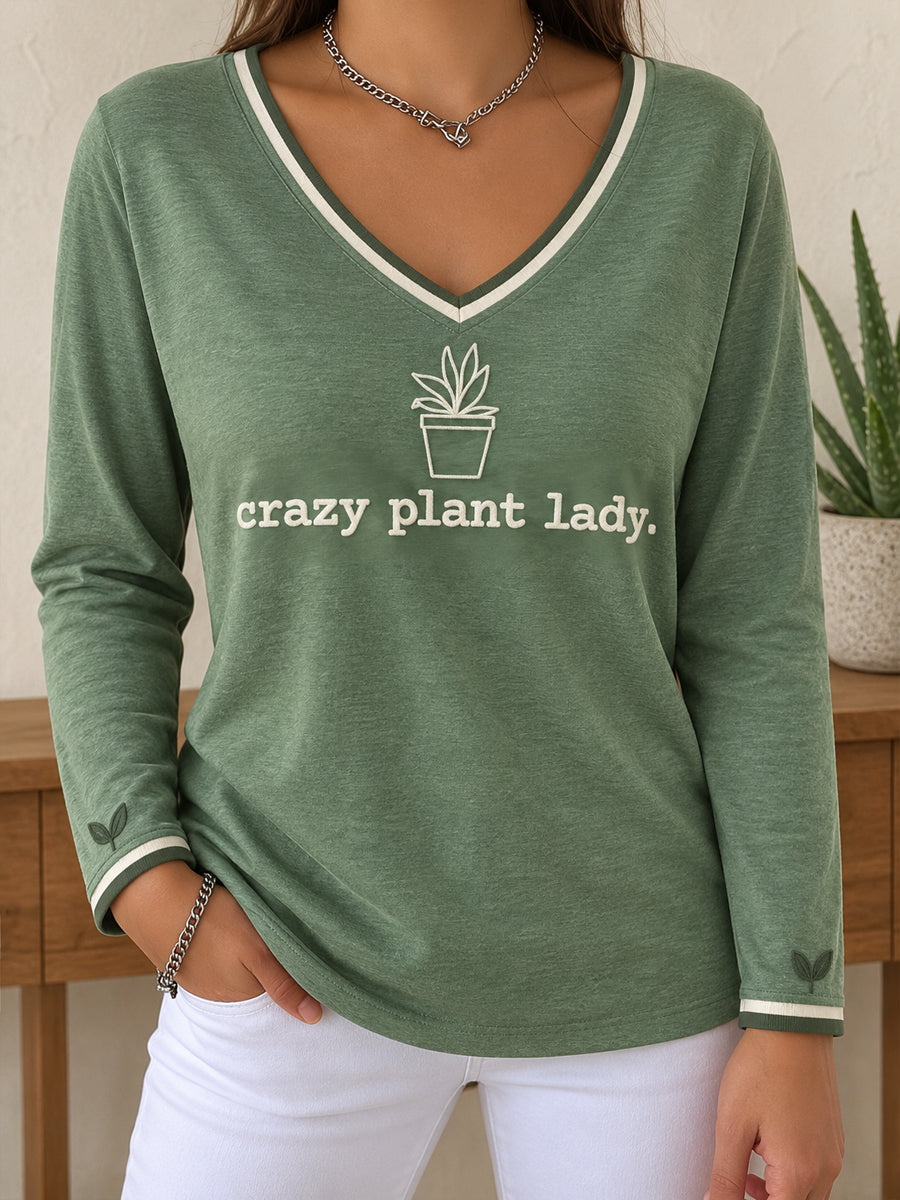Camiseta estampada con diseño artístico para amantes de las plantas, para mujer